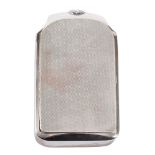 A silver plated Vauxhall radiator cigarette case: with enamel badge over an engine milled grill