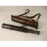 A leather cased four draw telescope by Ross, London ,