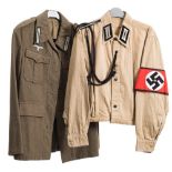 A group of five reproduction German uniforms.