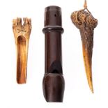 A 19th century French POW knucklebone apple corer:, 11cm long,