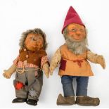 A pair of Steiff Gucki and Mecki felt figures: both with moulded heads and painted faces over cloth