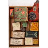 A collection of early 20th century cartridge boxes and powder flasks etc.