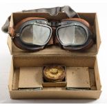 A pair of Air ministry issue Mark VIII goggles in original box of issue: with spare shaded lenses