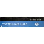 London Underground enamel Tottenham Hale 'Way Out' sign by Burnham, London,: 182 x 44cm.