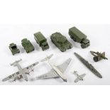 A group of six Dinky military vehicles including an Armoured Personnel Carrier,