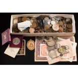Selection of British and world coins: including 1921 Pearce dollar, 1860 dime, S mint mark,