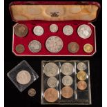 A 1953 Proof set with plastic set and Edward VII silver Coronation medallion: