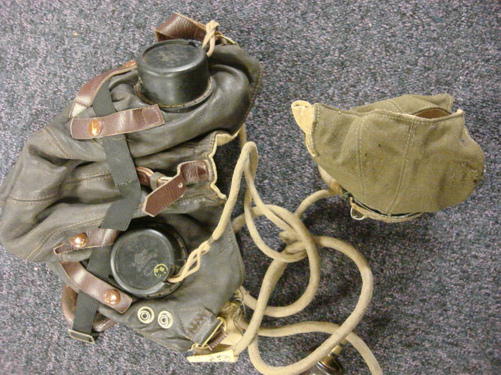 A WWII period leather flying helmet, formerly the property of Major Robert Hickman Holmes, - Image 10 of 35