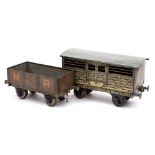 A Carette Gauge 1 Midland Railway cattle van: over painted grey roof with grey body, No 7804,