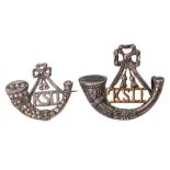 A King's Shropshire Light Infantry silver and paste set sweetheart brooch: together with a KSLI cap