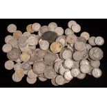 A selection of English silver coinage: including 1874 and 1834 shillings,