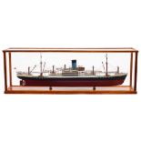 A cased scale model of the Blue Funnel Line passenger/ cargo steamer 'SS Automedon': by Trade wind