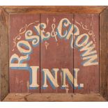 An early 20th century hand painted public house sign for the 'Rose & Crown Inn',