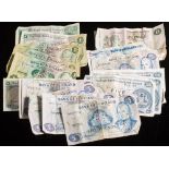 Eight Scottish £1 banknotes and twelve Scottish £5 banknotes.