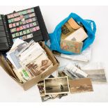 A quantity of miscellaneous GB and world stamps and postcards: (a lot)