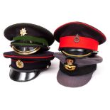 A collection of ceremonial caps comprising RAF Officer, Irish Guards,