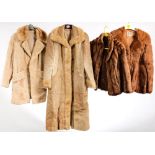 Two mid 20th century fur coats together with two horse hair coats.