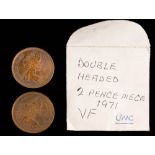 A double headed 1971 2 pence piece: