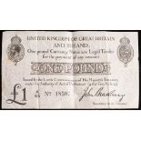 A John Bradbury £1 banknote serial number A4518507.