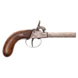 A 19th century single barrel percussion cap boxlock pistol: the octagonal barrel on a plain action