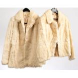 Two mid-20th century white fur jackets: (no labels).