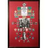 Two framed sets of reproduction German cloth badges: $$To be included in the Sporting &