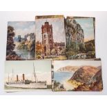 A collection of early 20th century postcards including Ocean Line and Naval related cards,