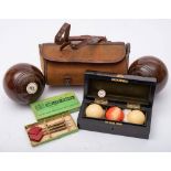 A late Victorian cased set of three ivory billiard balls by Thurston & Co, London:,