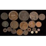 An interesting group of copper including Foudroyant medallion, an 1863 Auckland token,
