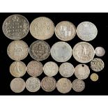A small group of English and foreign silver coins.