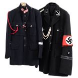 A group of five reproduction German uniforms.