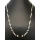 A silver 18 inch curb chain with lobster clasp.