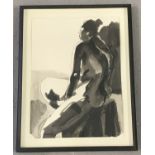 A framed pen & watercolour nude study of a woman signed AC and dated vi.97.