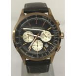 A men's Sekonda chronograph wrist watch with buffalo grain leather strap.