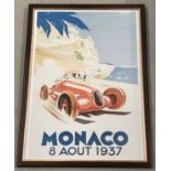 A framed and glazed George Ham "Monaco 8 Aout 1937" poster.