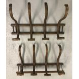 2 wooden bentwood style wall hanging coat hooks.