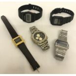 5 assorted wristwatches to include: Accurist Chronograph and vintage Seiko & Casio digital watches.
