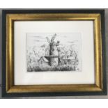 A pen & ink drawing of "Cley Mill" by John Swanson. In a modern black & gold frame.
