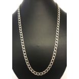 A 22" silver curb chain necklace with push clasp and safety catch.
