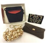 4 vintage ladies handbags to include suede, sequined and beaded.