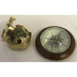 2 modern compasses. A brass cased Natural Sine compass, marked 'Stanley, London'.