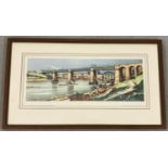 LNER carriage print, from a watercolour by Kenneth Steel; King Edward Bridge, Newcastle-Upon-Tyne.