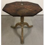 John Cleal Workshop Wales, leather topped tip top occasional table, No 61, dated 1979.