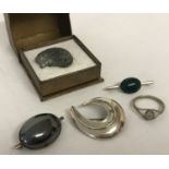 A small collection of costume jewellery to include silver and pewter.