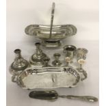 A collection of vintage and modern silver and silver plated items.