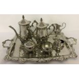A quantity of vintage silver plated items to include a 4 piece matching coffee set.