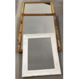 3 large wall hanging mirrors. A bamboo framed, a plain gilt framed and a decorative white framed.