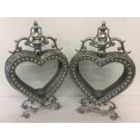A pair of large Eastern Style heart shaped lanterns, hanging or free standing.