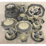 Large quantity of blue and white willow pattern Royal Staffordshire crockery, J. & G. Meakin.