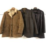 3 men's sheepskin and leather jackets.